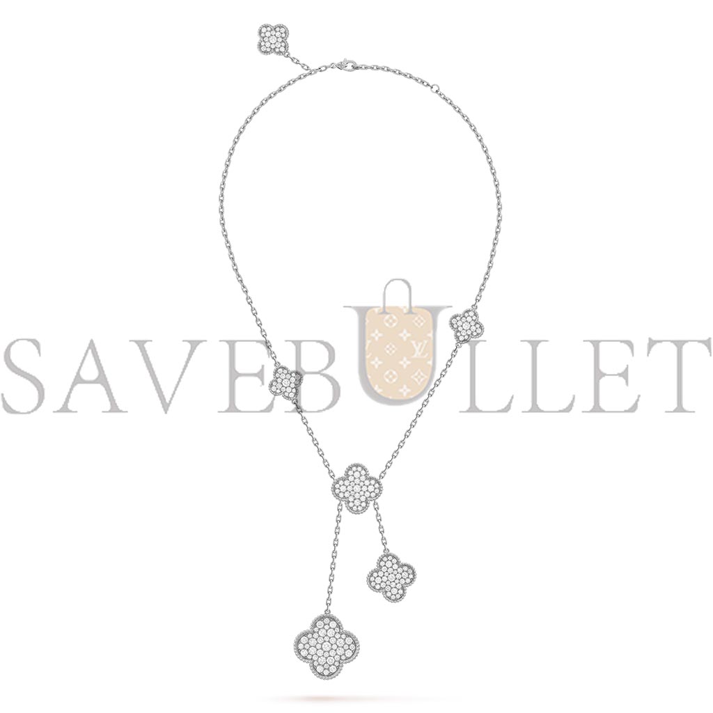 v*n cl*f arpels magic alhambra necklace, 6 motifs - white gold, Di*m*nd  vcarn9mp00